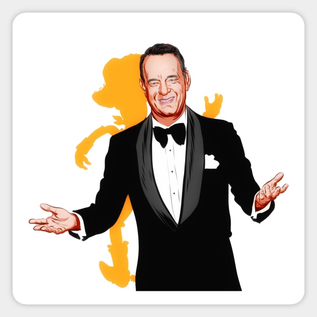 Tom Hanks - An illustration by Paul Cemmick Sticker by PLAYDIGITAL2020